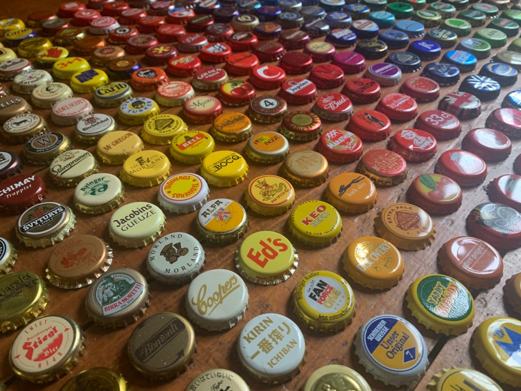 lots of bottle tops