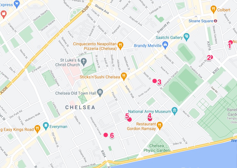 chelsea pub crawl map